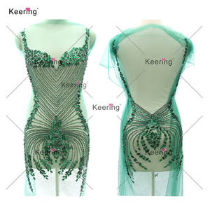 Keering largo Sexy hecho a mano claro cristal strass corpiño aplique Panel delantero y trasero para <span class=keywords><strong>vestido</strong></span> - Product Image 2