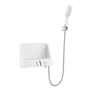 Minimalist Plastic Bathroom Sink With Soap Dispenser And Storage Tray In Purple Blue <b>Black</b> And White Colors - Product Image 5