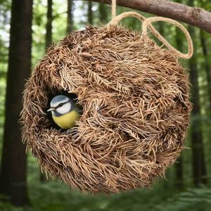 Nid d'oiseau suspendu, ornement de jardin, bouche ronde en résine faite à la main pour la décoration des oiseaux de compagnie - Product Image 3