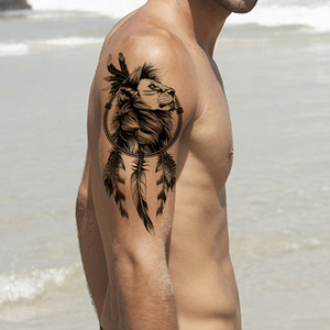 Tatuaje Temporal Impermeable Xqb de Manga Pequeña para Brazo, Diseño Corona Rey Rosa, <span class=keywords><strong>Lobo</strong></span> Salvaje, Tigre, para <span class=keywords><strong>Hombres</strong></span> - Product Image 3