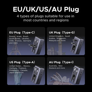 Adaptador de Viaje Universal UGREEN <span class=keywords><strong>GaN</strong></span> de 45W con 2 Puertos USB-C y 2 Puertos USB, Enchufe de Carga Rápida para UE/EE. UU./Reino Unido/Australia - Product Image 3