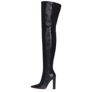 Stivali Alti in PU da Donna, Stivali Invernali con Tacco a Blocco, Stivali Sopra il Ginocchio Fatti a Mano, Vendita all'Ingrosso di Stivali Neri con Tacco Alto da Chengdu - Product Image 1