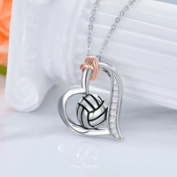 Collier en argent sterling 925 en gros avec pendentif en forme de ballon de sport et zircone cubique pour femme