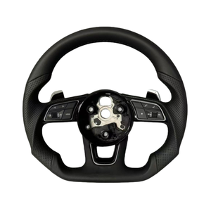 Volant sport en cuir <span class=keywords><strong>noir</strong></span> pour <span class=keywords><strong>Audi</strong></span> B8/B9 A3/A4/A5/A6/A7/A8/Q5/Q7/Q8/TT/R8/S6/RS6/RS7/S7 - Aluminium/Carbone - Product Image 2