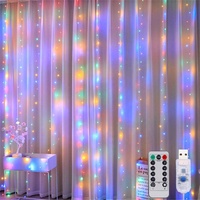 Guirlande lumineuse de noël colorée pour salle de vacances Offre Spéciale, 8 Modes de synchronisation, télécommande, rideau LED, lumières de noël