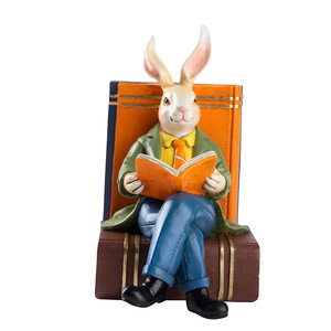 Nuova Statuetta <span class=keywords><strong>Mr</strong></span>. Reading <span class=keywords><strong>Rabbit</strong></span> in Stile Europeo per Soggiorno, Mobile TV, Ingresso, Artigianato in Resina - Product Image 1