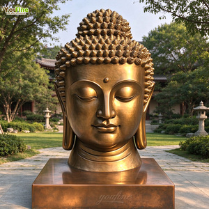Statue de tête de <span class=keywords><strong>Bouddha</strong></span> en bronze moulé <span class=keywords><strong>pour</strong></span> l'extérieur, idéale <span class=keywords><strong>pour</strong></span> la méditation, les jardins, les temples, les retraite, les cours <span class=keywords><strong>zen</strong></span>, les places publiques, les parcs, les hôtels, les villas, les propriétés, l'art asiatique - Product Image 1