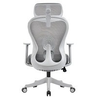 Chaise de bureau ergonomique moderne populaire à dossier haut, avec cadre blanc et noir, dossier en maille, appui-tête 3D réglable en hauteur, pour le bureau et la maison