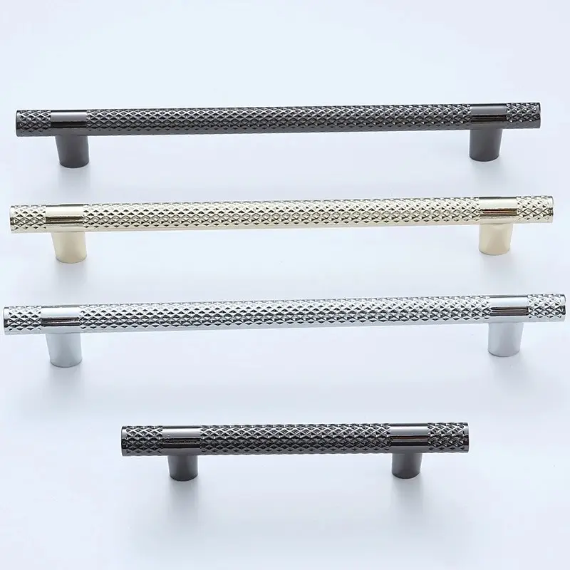 Wholesale Aluminum Profile Cabinet Door Pulls Italian Minimalist One Piece Knurled Design Pulls Closet Bathroom Cabinet Doors