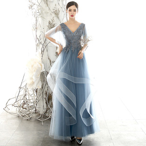 High Quality Pure Color Light <strong>Blue</strong> Chiffon <strong>Royal</strong> Backless Bridesmaid Wedding <strong>Party</strong> <strong>Dress</strong> Long Evening <strong>Dress</strong> - Product Image 4