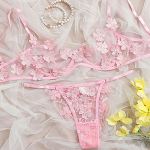 Yicheng Lingerie Sexy Transparente de Haute Qualité, Ensemble de Lingerie Érotique en Dentelle Florale Brodée, String, G-string, Lingerie Intime pour Femmes - Product Image 4