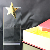 Trophée étoile en verre cristal en gros pour plaque commémorative de récompense