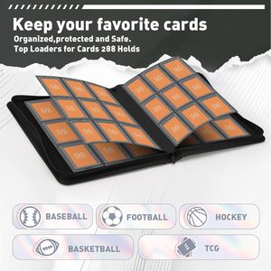 Classeur de cartes à collectionner personnalisé en cuir PU noir à 9 pochettes, fermeture éclair, pages intérieures en PP imperméables, marque pour collection de cartes - Product Image 6