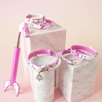 Kit intégré de pièces décoratives en cuir rose doux, personnalisable, pour harnais, avec support de logo, OEM ODM, vente en gros