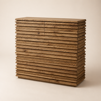 Commode de rangement à 5 tiroirs en chêne massif gravé, design unique, luxe, fait main, moderne, pour chambre haut de gamme