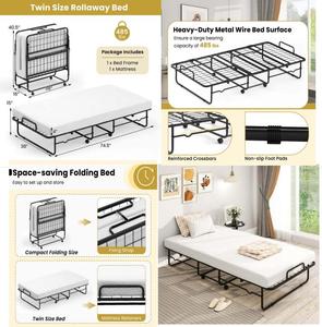 <span class=keywords><strong>Lit</strong></span> pliant noir en métal, gain de place, en promotion - Product Image 2