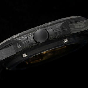 Montre de luxe en fibre de carbone marbrée, boîtier octogonal, cadran rayé orange, date automatique, étanche, montre-bracelet haut de gamme pour hommes et femmes - Product Image 3