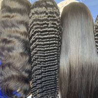 Perruques en cheveux humains sans colle, prêtes à l'emploi, pré-épilées, 5x5 13x6, Deep Water Wave, bouclées, style birman et indien, Lace Front, noir naturel