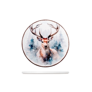 Sous-plat en céramique de Noël avec motif de renne pour la décoration de table des fêtes - Product Image 1