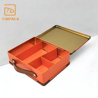 Lonchera Metálica Estilo Maleta Vintage Personalizada de Primera Calidad con Asa Portátil para Regalos de Bodas, Fiestas y Negocios