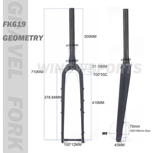 <span class=keywords><strong>Fourche</strong></span> de vélo Winowsports New Gravel 700*55C en carbone pour <span class=keywords><strong>cyclocross</strong></span> et VTT, 160/180 mm, pour <span class=keywords><strong>disque</strong></span>, moyeu Dynamo, pour vélo de gravier - Product Image 2