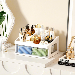 Armoire de rangement pour cosmétiques, coiffeuse de chambre à coucher, étagère de comptoir à tiroirs multi-niveaux grande capacité - Product Image 1