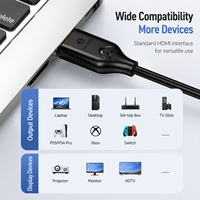 Cable HDMI 2.0 Biaze 4K60Hz de Alta Velocidad con Conector Chapado en Oro, Compatible con HDR 3D, Revestimiento de PVC para HDTV, Monitor, Proyector, Cámara de Computadora