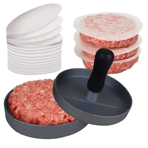 Prensa de hamburguesas de aluminio sin BPA, juego de papeles para hamburguesas de 100 para carne, queso, verduras, hamburguesas, parrilla, barbacoa, barbacoa, herramienta para embutir carne - Product Image 2