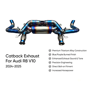 Échappement sport Vortex sur mesure en titane brûlé avec valve, compatible Audi R8 V10 2024-2025 – Amélioration du son exotique - Product Image 1