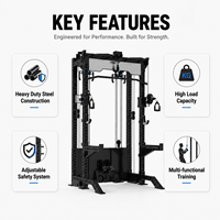 Rack de musculation compact robuste, capacité 1000 lb, cage à squats avec système de croisement de câbles doublement réglable pour salle de sport