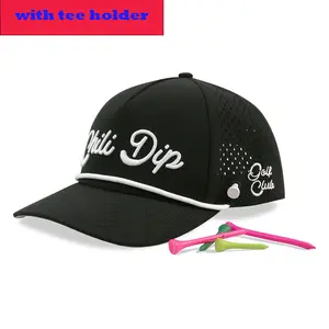 HS51 custom women men 3D embroider logo black rope trucker dad caps outdoor golf cap hat with logo for man