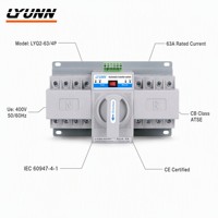 Disjoncteurs à commutation automatique/manuelle 2P 3P 4P 63A, interrupteur de transfert automatique double alimentation AC230V 50/60Hz MCB avec communication RS485