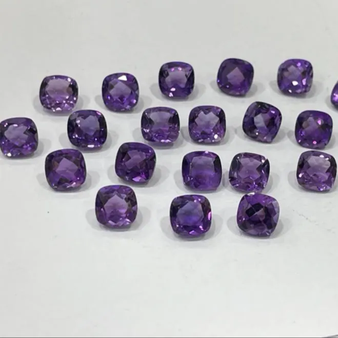 Loose African Amethyst Stones Mixed Calibrated Cushion Cut Purple Amethyst Gemstone Bulk Product Handmade