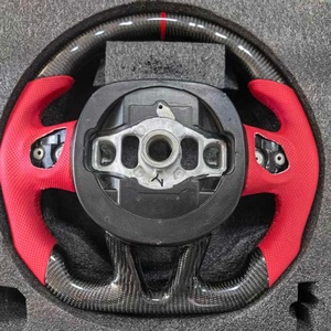 Volante de Fibra de Carbono Auténtica para <span class=keywords><strong>Dodge</strong></span> Charger <span class=keywords><strong>Challenger</strong></span> SRT <span class=keywords><strong>2021</strong></span> 2022 2023 2019 2020, Volante de Cuero Rojo para Automóvil - Product Image 6