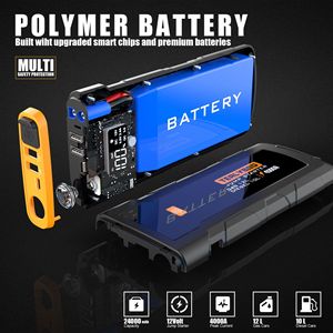 4 1 Portable 2000A Jump Starter Car <strong>Battery</strong> <strong>Booster</strong> Power Bank Charger Lithium <strong>Battery</strong> Pack Tire Air Pump Emergency Lighting - Product Image 2