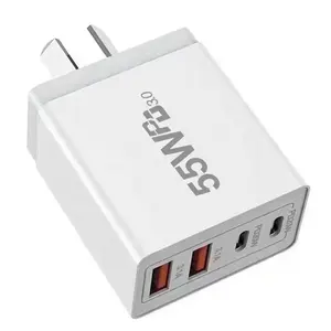 Draagbare Dual Usb Wall Lader Dual Pd Travel Adapter Us Uk Eu Plug Pd 20W Au Indian Pin 55W Snelle Oplader