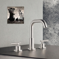 Robinet de salle de bain moderne à double poignée, finition nickel brossé, en laiton, col de cygne haut, pivotant à 360°, 3 trous, montage sur comptoir