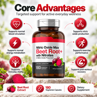 Capsules d'extrait de betterave personnalisées OEM contenant des nitrates, 180 capsules végétariennes, complément alimentaire à base de plantes