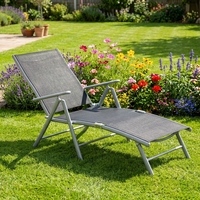 Chaise longue en métal Teslin, 5 positions réglables, dossier inclinable, pliable, pour piscine, patio, plage, jardin, hôtel, camping