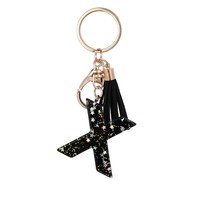 Aanpasbare DIY Epoxyhars sleutelhanger met gouden folie letter alfabet hanger, fruit rechthoek & kattenpatroon ketting, bulk verkrijgbaar