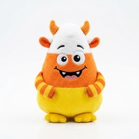 Peluche Monstre d'Halloween Personnalisée Douce aux Couleurs de Maïs Sucré et aux Cornes pour Enfants, Compagnon de Nuit et Cadeau de Fête