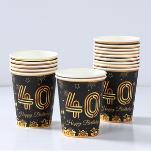 Vajilla desechable de oro negro, plato y vaso de papel, servilleta, 40 <span class=keywords><strong>cumpleaños</strong></span>, decoraciones para fiesta, adultos, hombres, mujeres, 40 años, decoración de fiesta - Product Image 2