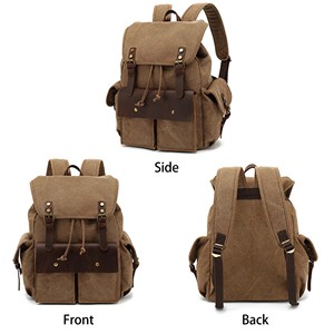 <span class=keywords><strong>Sac</strong></span> à dos rétro en <span class=keywords><strong>cuir</strong></span> véritable et toile pour <span class=keywords><strong>homme</strong></span>, vente en gros, durable, avec fermeture éclair, imperméable, pour la randonnée, les voyages, l'école, le travail et l'<span class=keywords><strong>ordinateur</strong></span> portable - Product Image 3