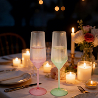 Verres à vin en plastique incassable 170 ml avec logo personnalisé, gobelet à champagne côtelé dégradé, verrerie élégante pour fêtes, vente en gros
