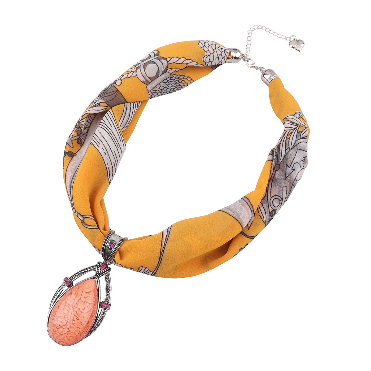 2021 летний шарф ювелирное ожерелье нагрудник Печатный шифон цвет падение кулон шарф