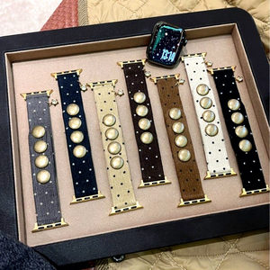 Correa de reloj de lujo con botón de pana y dije de estrella para Apple Watch 10 9 8 SE 7 6, banda de moda con hebilla de aleación a presión - Product Image 1