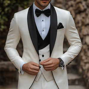 Traje Clásico <span class=keywords><strong>de</strong></span> 3 Piezas para <span class=keywords><strong>Hombre</strong></span>, Corte Entallado, Blazer, <span class=keywords><strong>Chaleco</strong></span> y Pantalones para Bodas, Ceremonias, Oficina, Fiestas, Banquetes y Eventos Nocturnos - Product Image 2