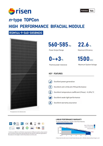 แผงโซลาร์เซลล์ Risen Energy แบบ N-Type Bifacial กำลังไฟ 575W-600W 144 เซลล์ เทคโนโลยี Half-Cut มีสินค้าในสต็อก - Product Image 2