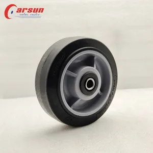 CARSUN 6 Inch Black TPR Wheel Plastic Solid Heavy Duty 150mm Artificial Rubber Wheels With Roller Bearing