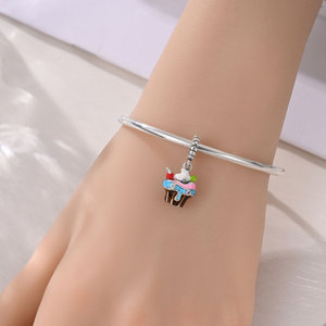 Breloques en forme d'avocat, fraise, cerise, citron, en cuivre plaqué argent, avec émail et zirconiums cubiques, pour bracelet DIY, cadeau - Product Image 6